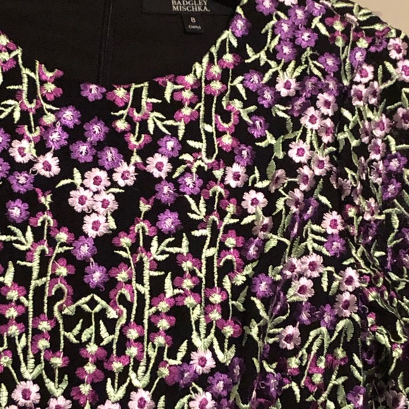 NWT Badgley Mischka Floral-Embroidered Dress - Picture 3 of 8
